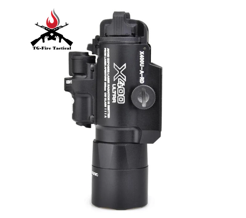 Ультравспышка Element Airsoft Surefir X400 красный лазер 20 мм крепление на планку Пикатинни 450