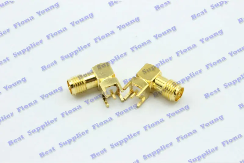 50 шт \ много Goldplated RP SMA Jack female (мужской Булавки) печатной платы адаптер Угловые
