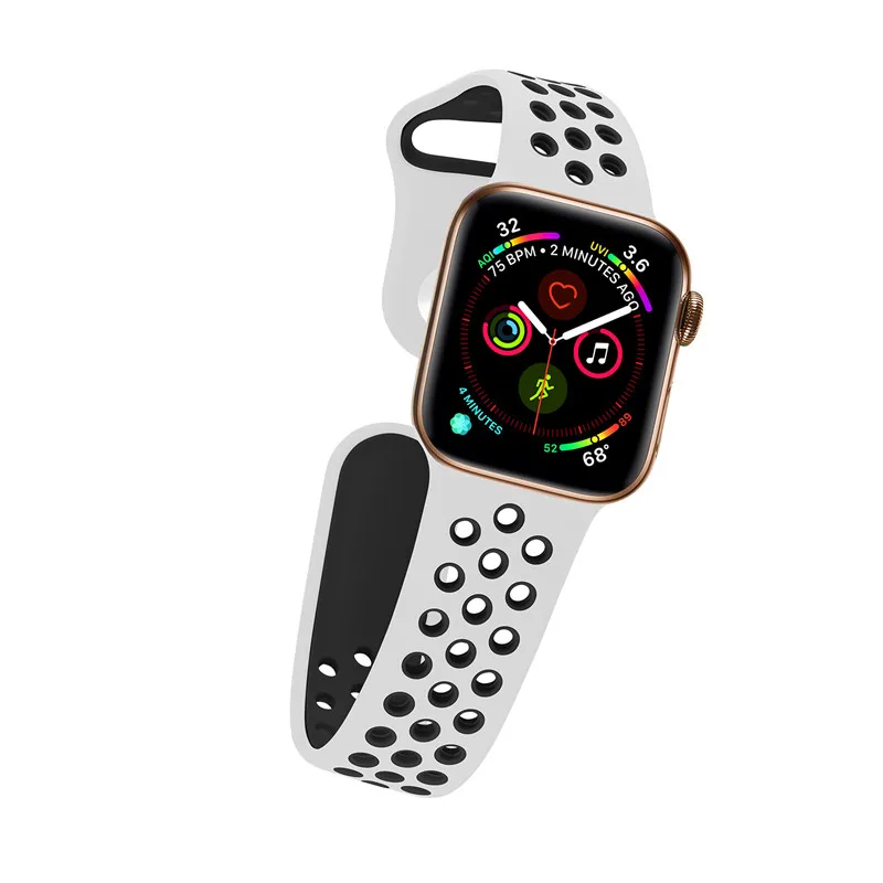Силиконовый чехол для Apple, ремешки для часов для Apple Watch4/3/2/1 спортивные дышащие освежающий наручный ремешок для наручных часов Iwatch, ремешок серии 44/42/40/38 мм