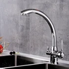 Смеситель кухонный с фильтром, кран для очистки воды, вращение на 360 градусов, двойная ручка