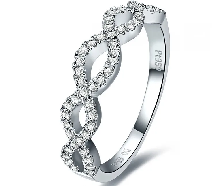 

14K известных ювелирных обручальное кольцо полу твист дизайн монтажа женский Белое золото 14 карат Юбилей подарок