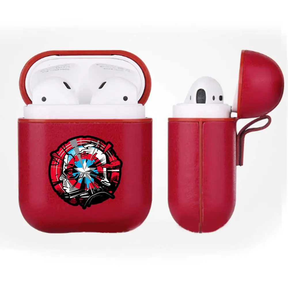 Капитан Америка ПУ кожа Bluetooth беспроводная гарнитура защитный чехол для Apple airpods