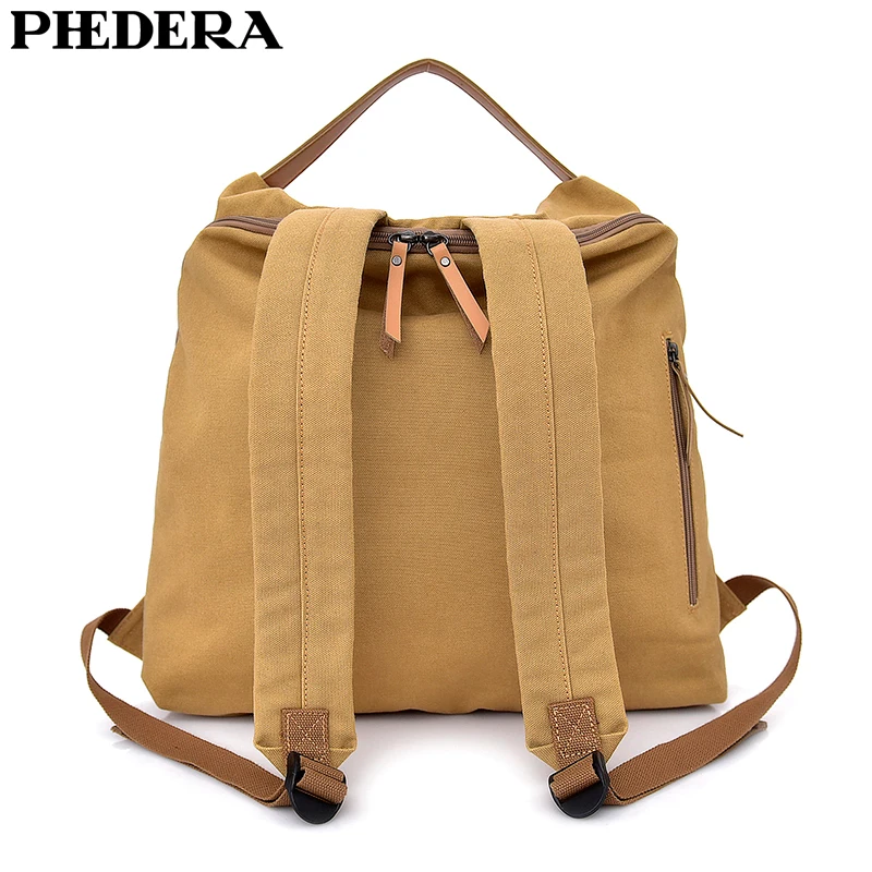 PHEDERA Модный женский рюкзак высокое качество Холщовый на плечо бежевый розовый