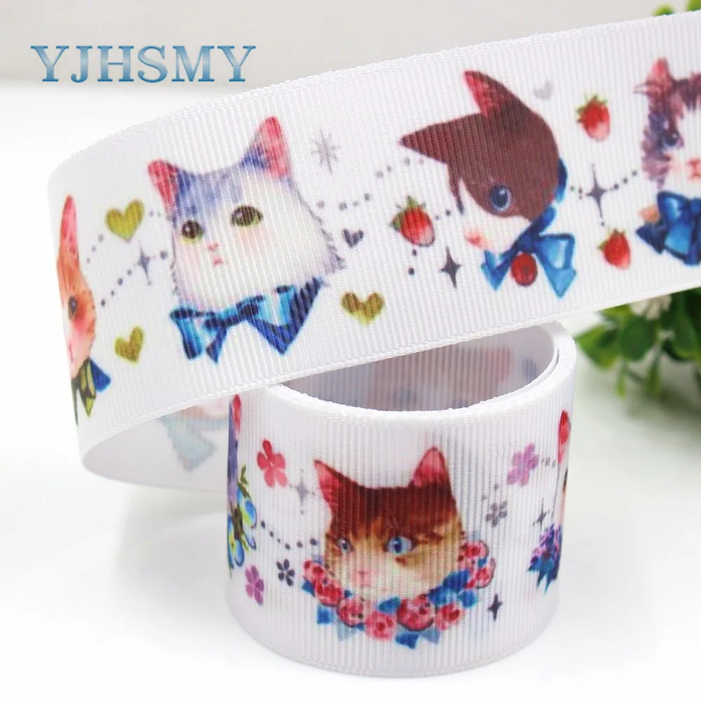 

YJHSMY G-18604-357,10 ярдов, 38 мм, ленты для кошек, термотрансферный принт, grosgrain, свадебные аксессуары, DIY материал ручной работы