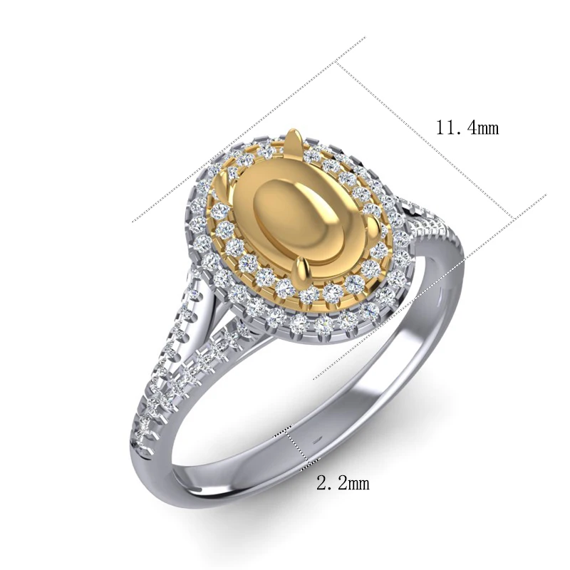 Caimao 14k белое и желтое золото 5x7 мм Овальный 0.36ct Сплит хвостовик двойной Halos
