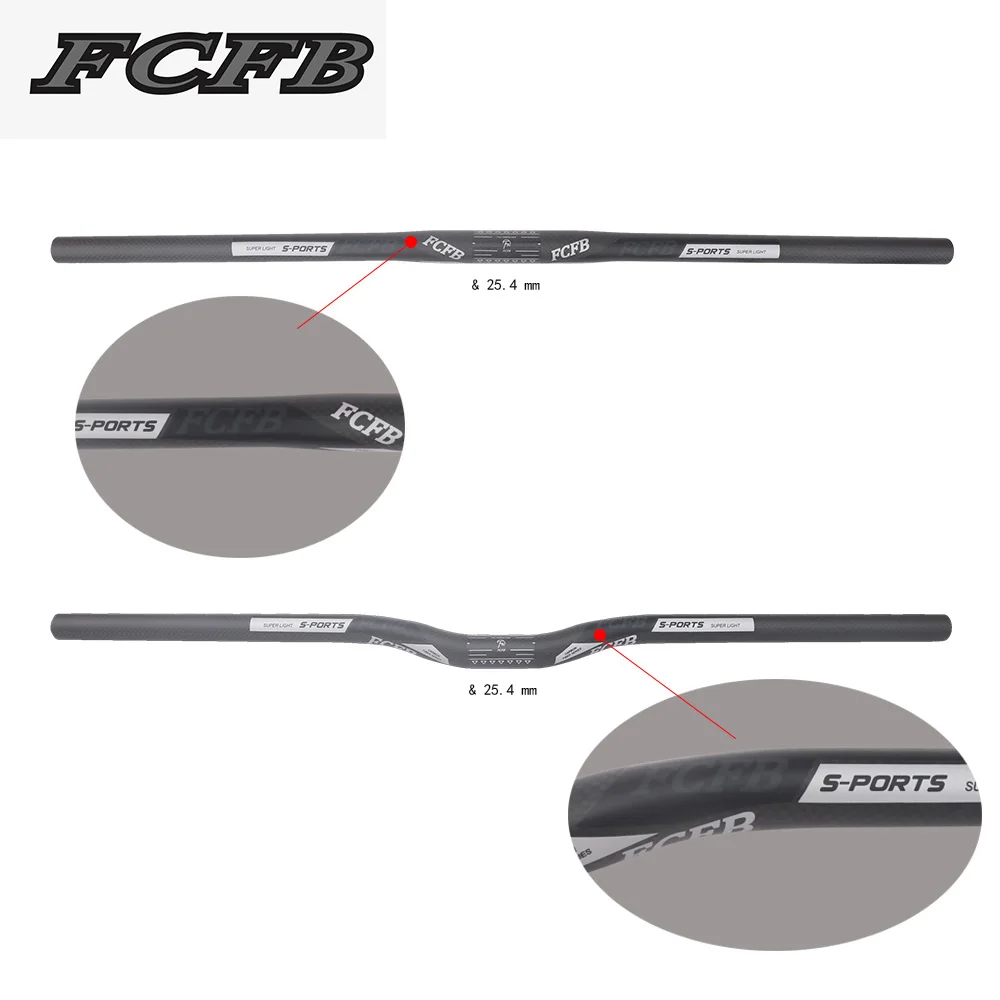 

FCFB Full Carbon Fiber 25.4 Bicycle Handlebar MTB Carbon Handlebar Mountain Bike Handlebars BMX Bicycle Parts 25.4*580-700 mm