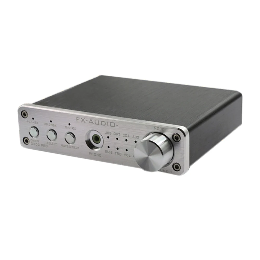 Silver EU Plug Портативный усилитель для наушников аудио FX D302PRO Hifi Цифровой мощный стереоусилитель 20Wx2 USB коаксиальный Оптический AUX мини-усилитель - Цвет: Silver EU Plug