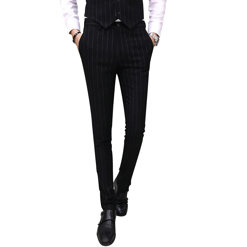 

black stripe pants men Business casual trousers men fashion man pant Blue red gray blue Pantalones Hombre Pantalon calça