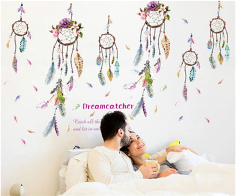 

Fashion INDIAN Campanula feather Wall Sticker Dream Wall Art Decal Bohemian Feather Decor Dreamcatcher Bedroom Decor Poster