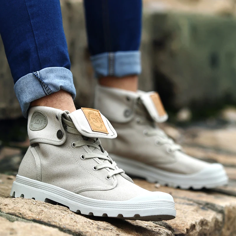 Мужчины Денима Холст Обувь 2016 Новый Высокие Верхние Lace-up квартиры Женщины Осень