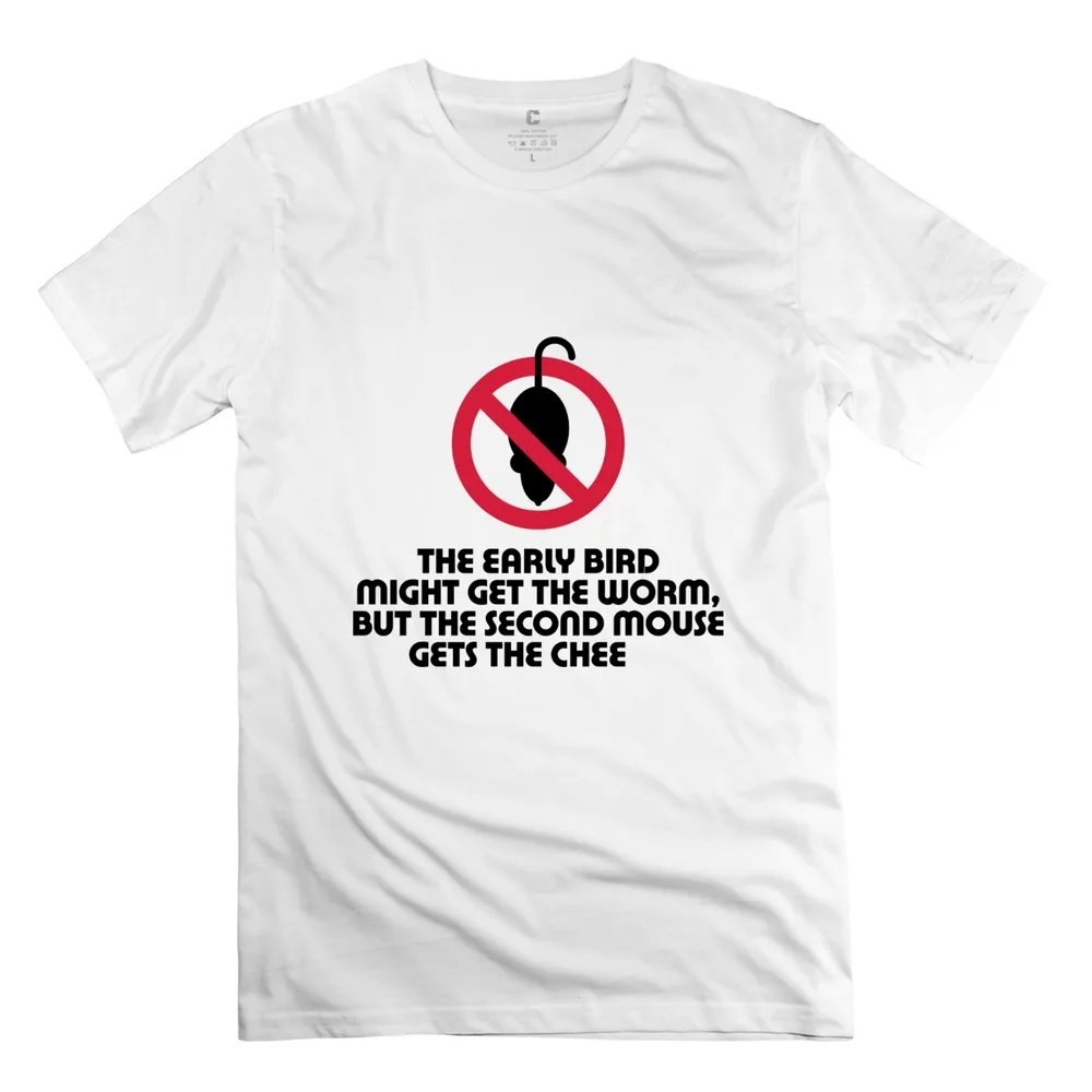 The Early Bird t shirts men screw neckt anime t-shirt | Мужская одежда