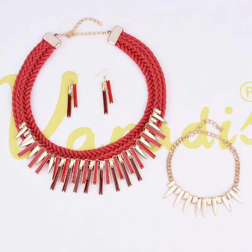 Комплект из колье серёг и браслета металлического сплава | Украшения аксессуары