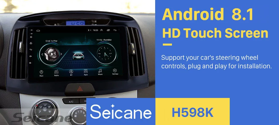 Seicane 1080P 2Din мультимедийный плеер Автомагнитола для hyundai Elantra 2011 2012 2013 Android 8,1 Wifi gps головное устройство