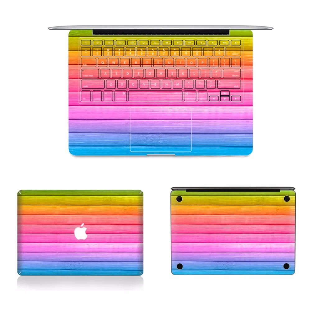 Радужные Деревянные ПВХ наклейки для ноутбука наклейка для Apple Macbook Air Pro retina 11 12 13 15 дюймов США клавиатура граффити защитные чехлы