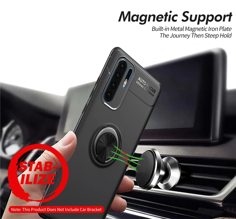 1000PCS Silicone Case For Huawei P30 Pro P20 Lite P10 Plus P8 Y9 2019 Y7 Y5 2018 P Smart Magnet Metal Ring Holder Stand Cover |