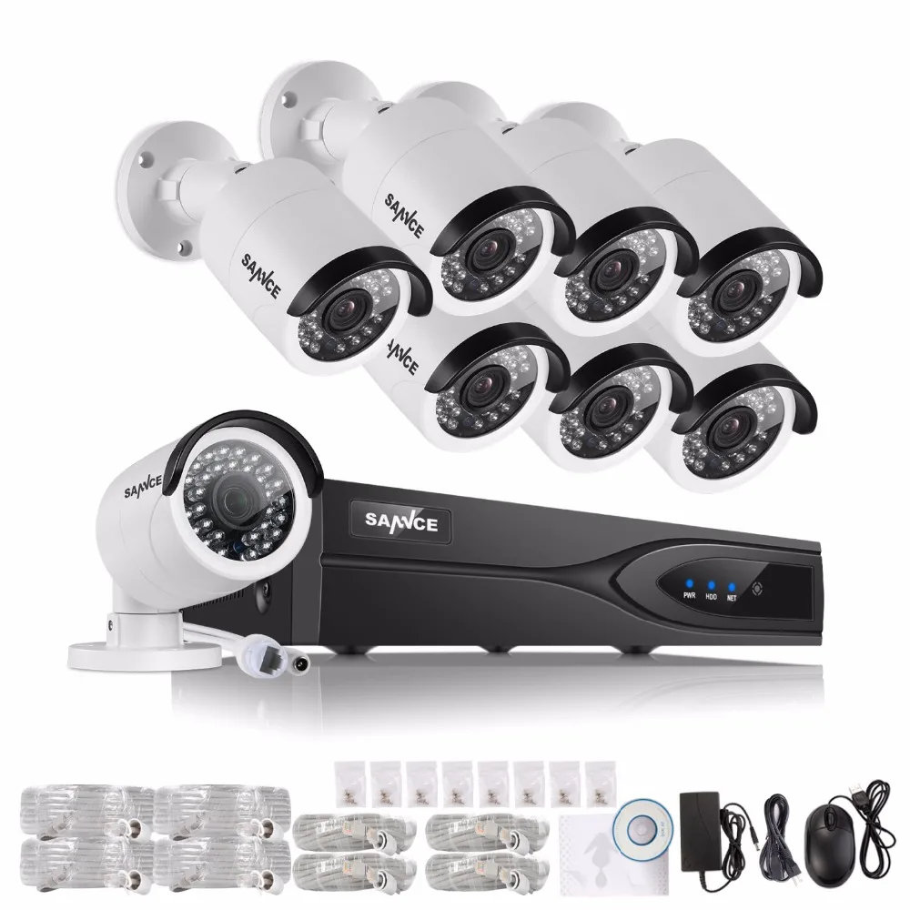 SANNCE 1080 P PoE, сетевые система видеонаблюдения(8) 2.0MP Открытый IP Камера Водонепроницаемый P2P ip-камера видеонаблюдения комплект 2 ТБ HDD