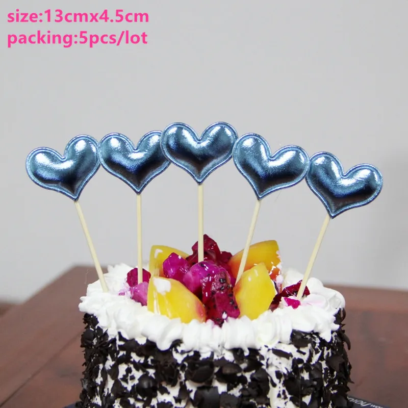 5pcs blue love Украшения для детского душа Фламинго Топпер для торта первый день рождения украшения для детей и взрослых украшения для свадебного торта Крылья Ангела - Цвет: 5pcs blue love