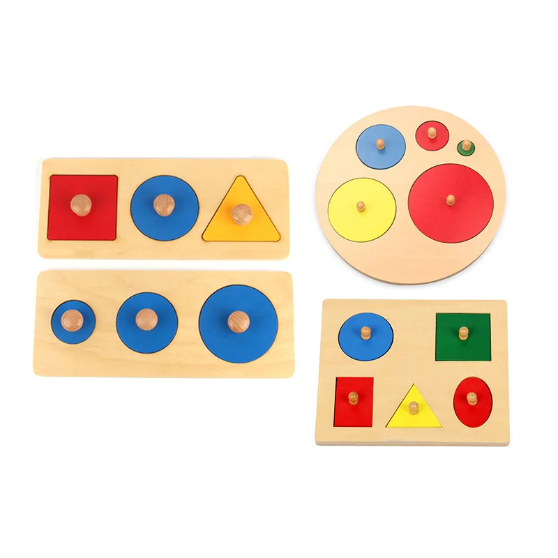 Деревянные игрушки Монтессори для младенцев Геометрическая головоломка