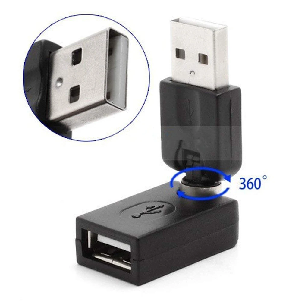 Вращающийся и Поворотный USB 2,0 Тип A штекер для типа A Женский 360 градусов угол вращения адаптер-удлинитель конвертер(2-pack, A