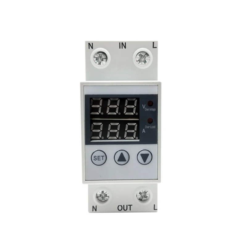 40A/63A 230V din-рейка регулируемое перенапряжение и под напряжением защитное устройство предохранитель реле с защитой от перегрузки по току