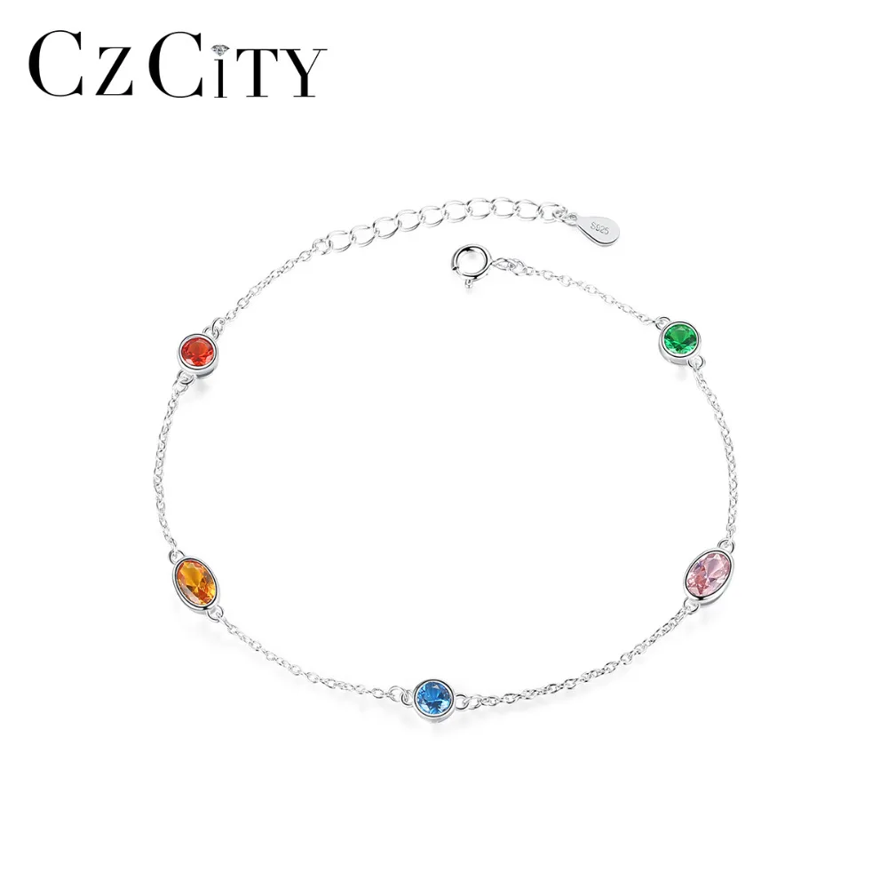 CZCITY 100% 925 стерлингового серебра браслеты манжеты с цепочкой для женщин хорошее