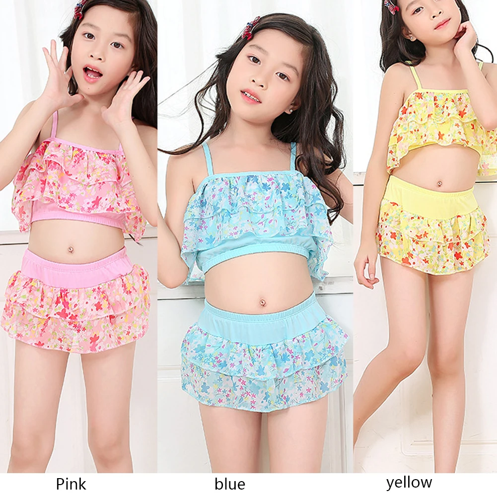 Новинка 2019 детский купальник летний из двух частей бикини для девочек пляжная