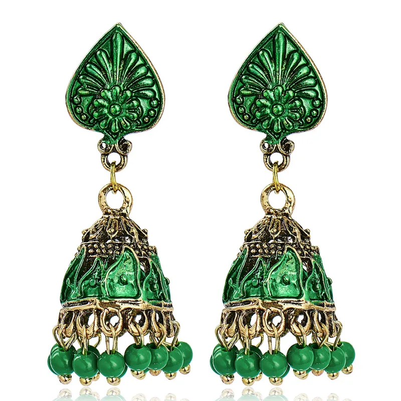 S01140 SHUANGR цыганские украшения индийская Jhumka длинные маленькие колокольчики-Серьги Античный этнический многоцветный Висячие Серьги Brincos - Окраска металла: S01140