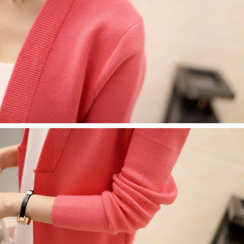 Женский длинный кардиган с карманами повседневный Свободный вязаный модель R559 в