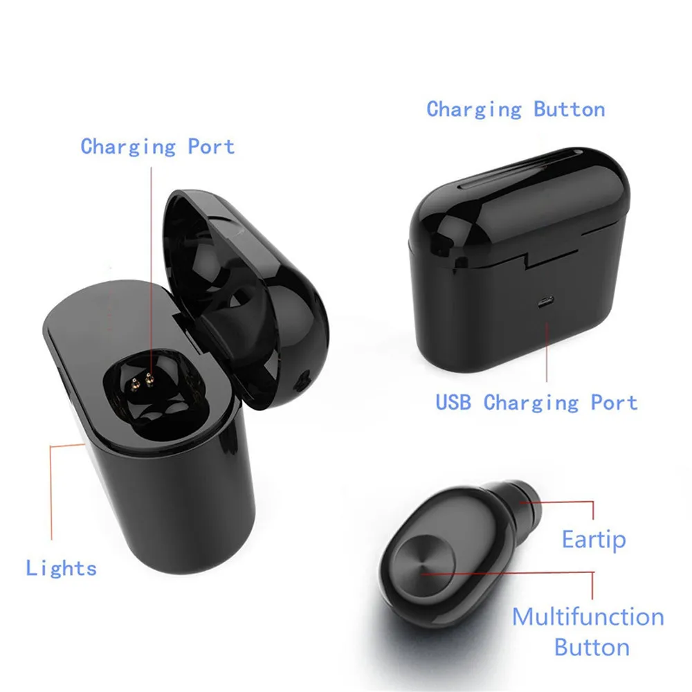 Миниатюрные наушники вкладыши Bluetooth Беспроводные стереонаушники с басами