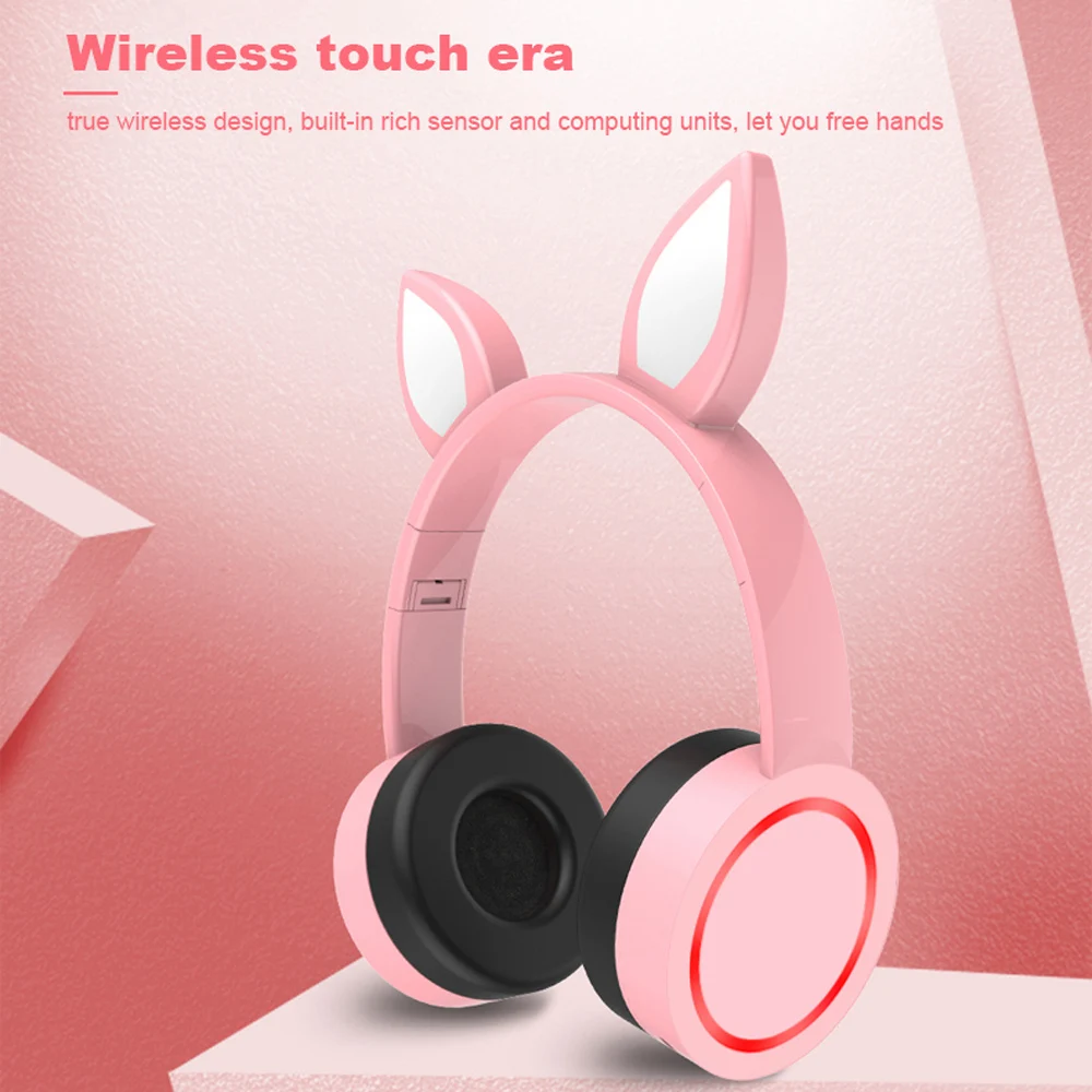 2019 наушники с кошачьими ушами беспроводные Bluetooth мигающая светящаяся гарнитура