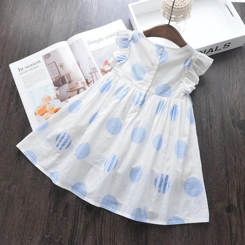 Girls Dresses 2019 Summer New Children's Clothing Sweet Bow Polka Dot Ruffled Sleeveless Vest Comfort Dresss | Детская одежда и