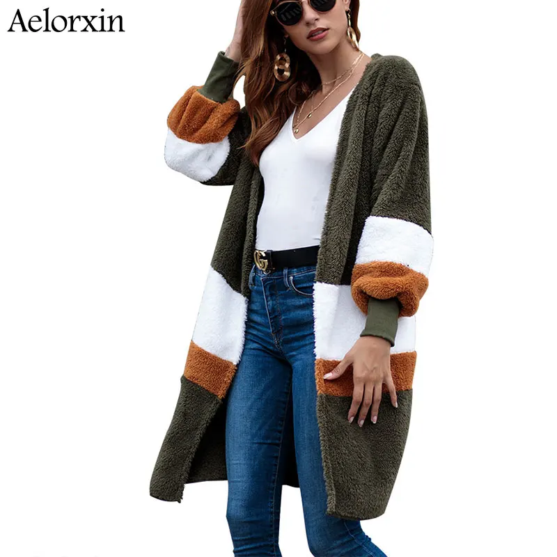 Свитер женский зимний 2019 кардиган свободный тонкий свитер плюшевая куртка