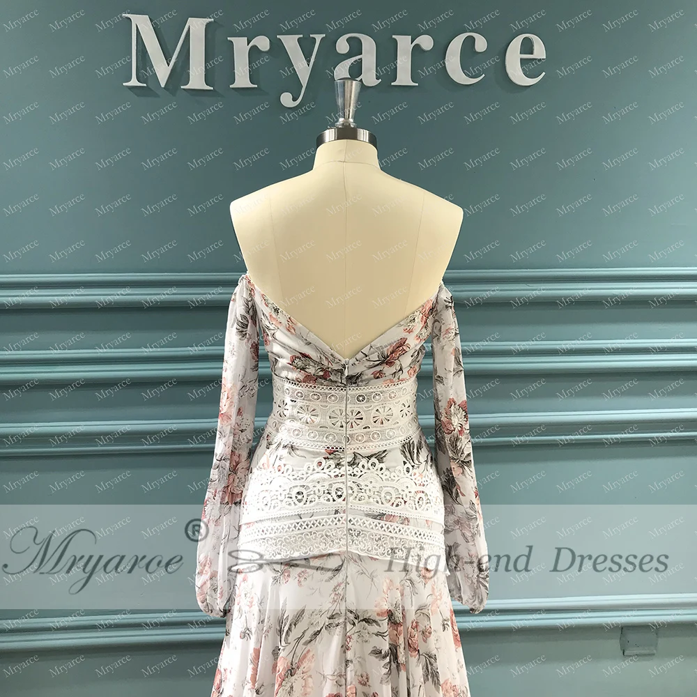 Mryarce уникальное цветочное шифоновое цветочное богемное шикарное свадебное платье с открытыми плечами с открытой ногой богемное свадебное платье