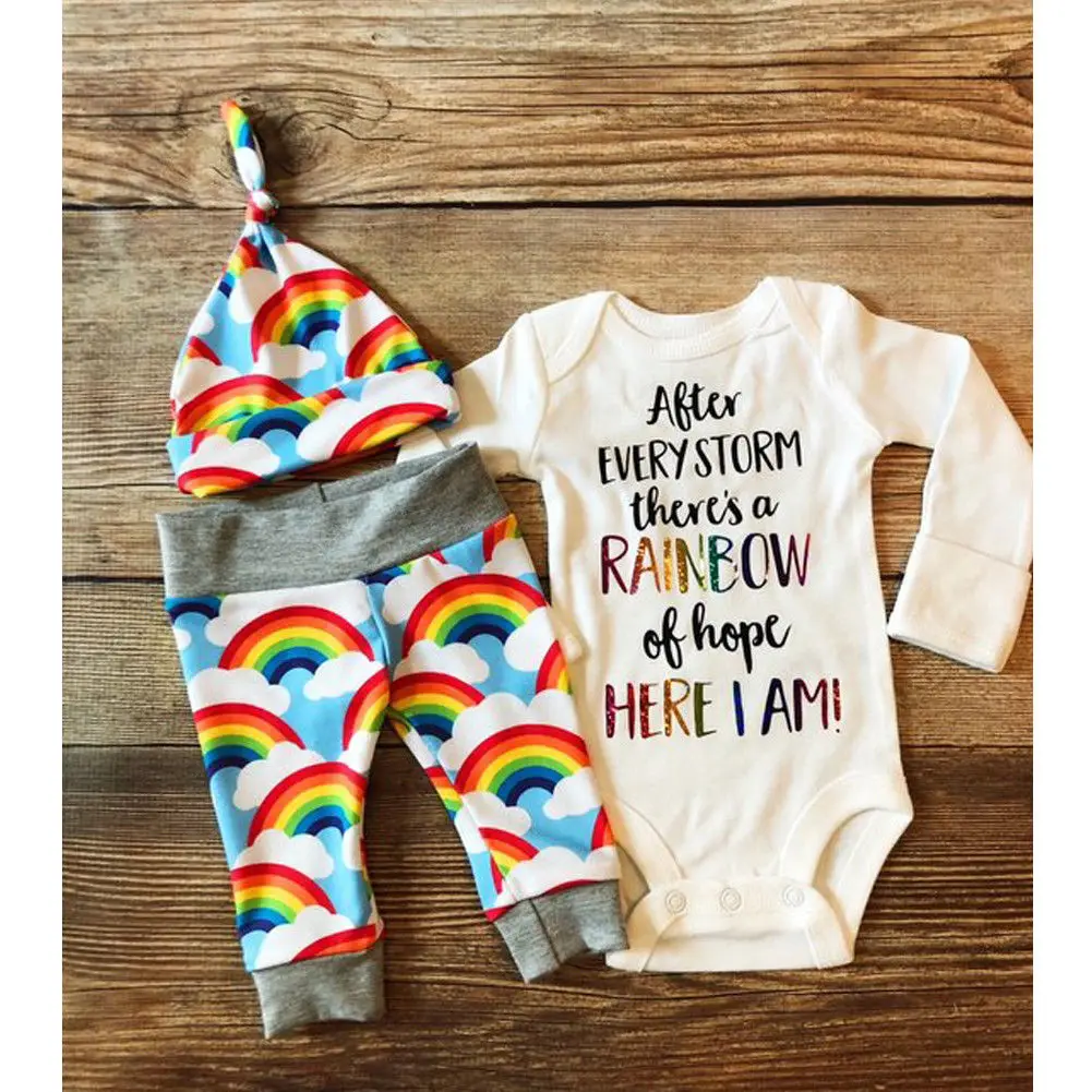 Модный осенний комплект из 2 предметов Радужный Комбинезон для маленьких