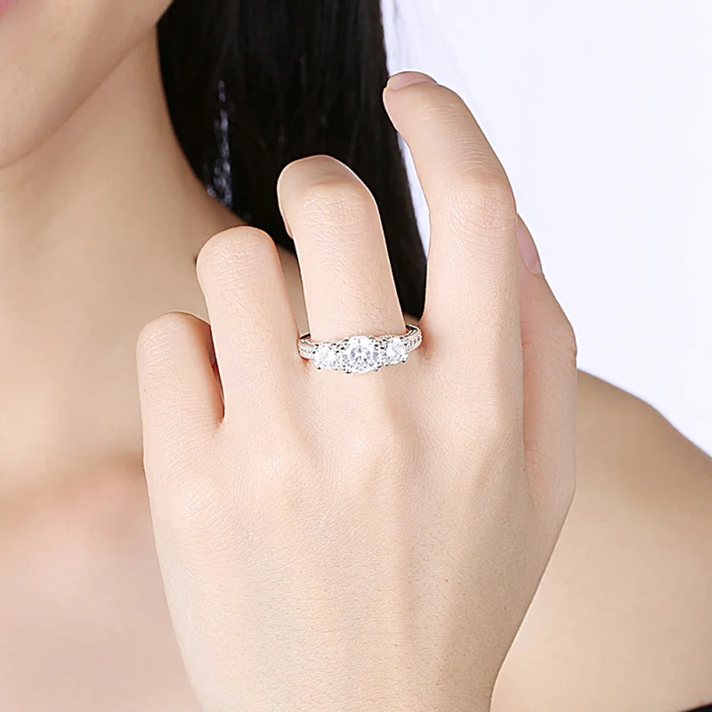 

Fashion Jewelry Silver Color Ring White Cubic Zirconia Gift Party Anniversary Engagement Wedding Ring For Women R2143