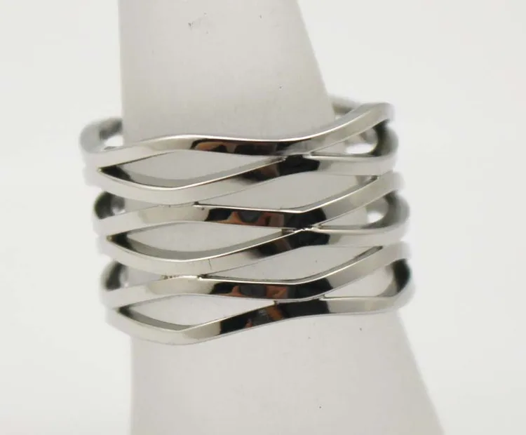 Fashion Punk Style 316L Stainless Steel Metal High Polish Summer Unique Women Angel Wing Ring Bird Feather Ring Design Silver