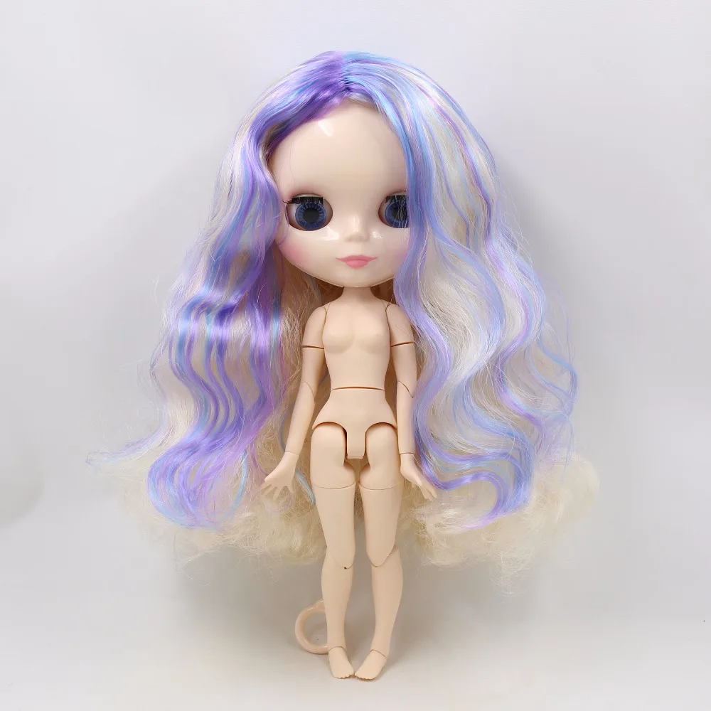 Ледяная кукла DBS Blyth сустав тело белая кожа золотой микс фиолетовый синие волосы