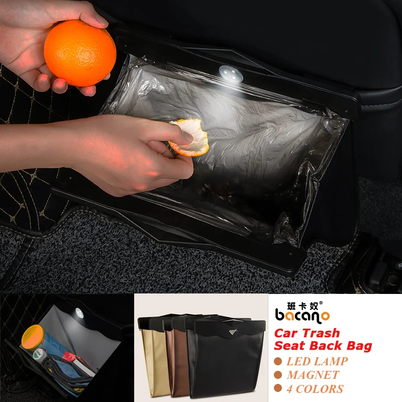 

Led Dual-use Storage Bag Car Vehicle Trash Rubbish Bin Garbage Can Styling Dust Case Holder Seat Back Bag Ashtray Barrel