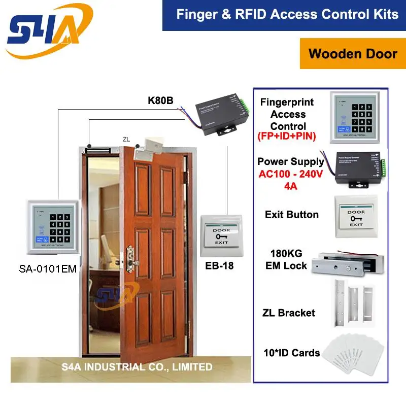 Metal waterproof access controller + 350lbs Maglock and ZL Bracket for Wooden door solutions | Безопасность и защита
