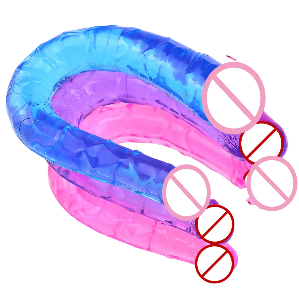 U Форма искусственный пенис секс игрушки двойной Дилдо гибкий мягкий гелевый