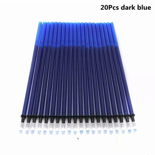 20Pcs dark blue 10/12/20 шт./лот Цвет стержень со стираемыми чернилами Шариковая ручка комплект 0,5 мм orange чернил стираемая моющаяся Складная удочка для школьные канцелярские принадлежности - Цвет: 20Pcs dark blue