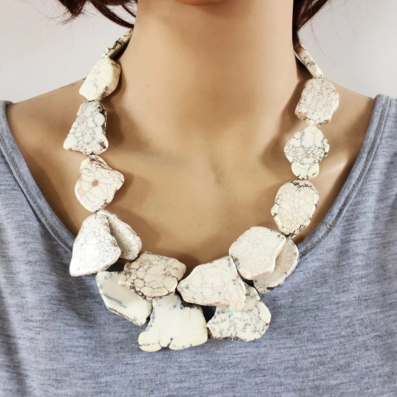 Массивное ожерелье из белого натурального камня для женщин массивное ювелирное