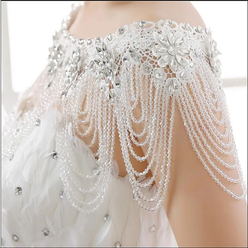 Роскошная куртка с цепочкой на плечо для свадебного платья аксессуары белые