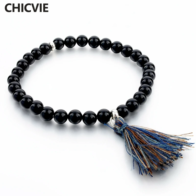 

Hot Sale 6mm Beaded Classic Natural Stone Tassel Bracelets & Bangles For Woman Men Luxury Brand Ethnic Jewelry Bracelet