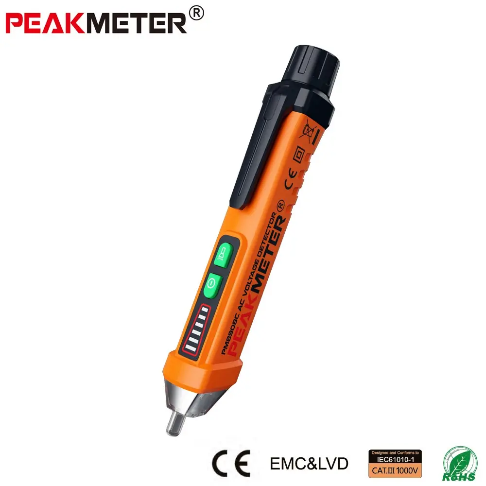 Peakmeter PM8908C 50-60Hz AC 12-1000V Non Contact Voltage Tester Pen Circuit Detector Electrical Tool