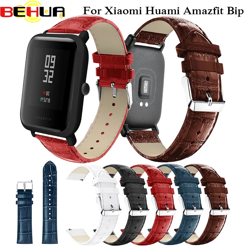 

20mm Leather Watchband Strap with Metal Buckle For Xiaomi Huami Amazfit Bip BIT Lite Youth Smart Watch Wearable Wrist Bracelet