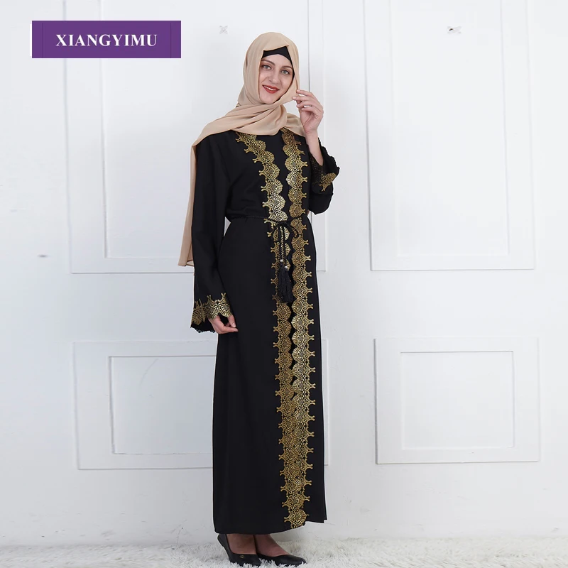 F812 мусульманская абайя модное вышитое платье Nida кардиган халат Jubah от производителя
