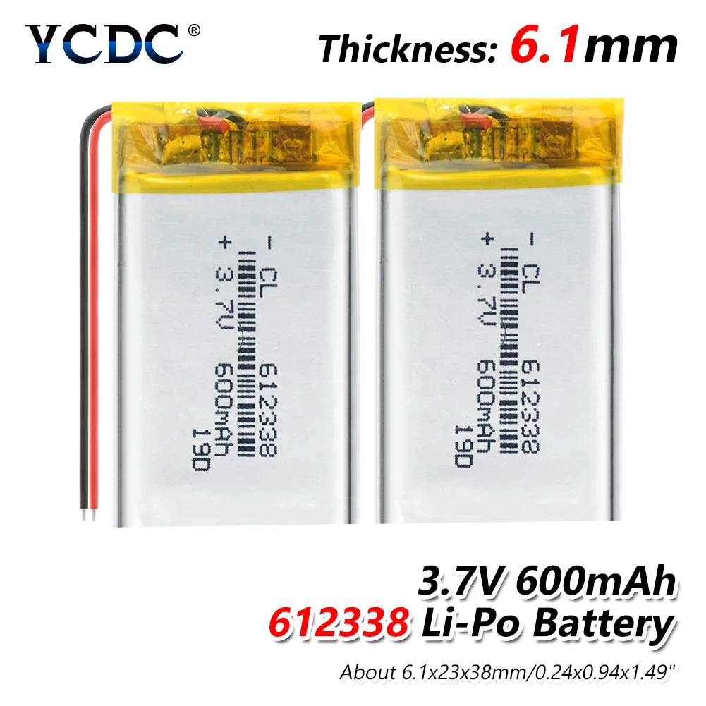 1/2/4 шт. литий-полимерный аккумулятор 3,7 V 600mAh 612338 Li-Po литий-ионный Перезаряжаемые Батарея Lipo Клетки для DVR gps MP3 MP4 сотовый телефон Динамик