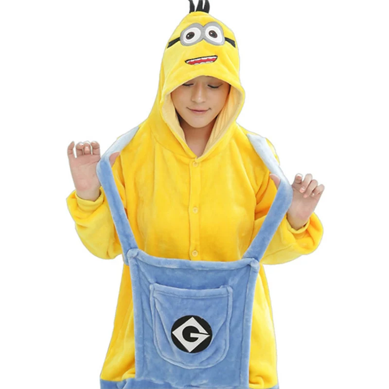 Minions Пижама с единорогом для взрослых и женщин; пижамный комплект с единорогом и животными; комбинезон для костюмированной вечеринки; зимняя одежда для сна; Пижама для детей - Цвет: Minions