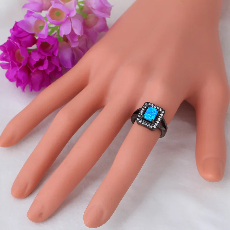 Женские кольца с фианитом в черную пятницу модные серебряные голубым огненным
